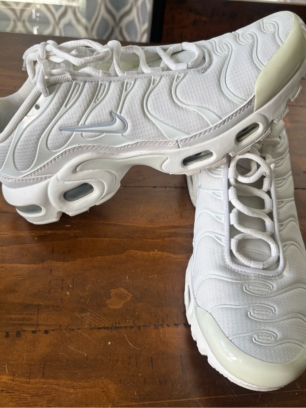 Nike Youth White/Off-White Air TN Cushioned Sneakers